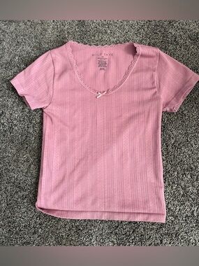 Pink Lace Detail Top Size S/M 0354
